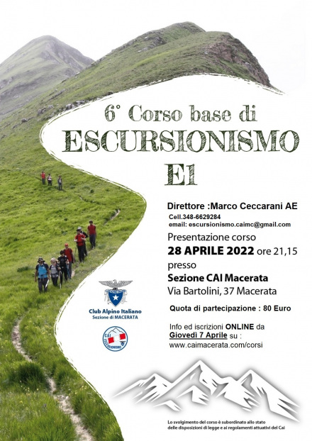 CORSO ESCURSIONISMO BASE E1 2022.